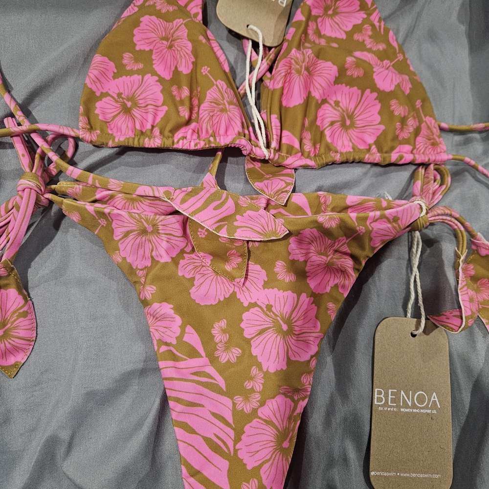 Benoa Swim Pink and Brown Floral Bikini